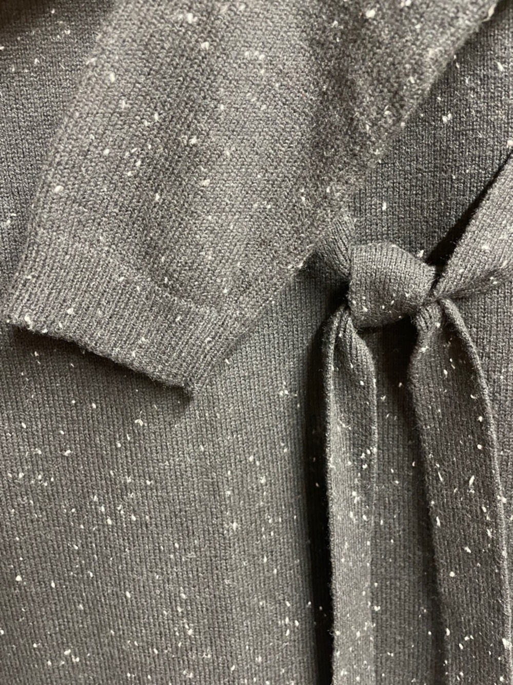 Talbots Black Speckled Knit Tie-Waist Long Sleeve Dress NWT - Picture 6 of 8